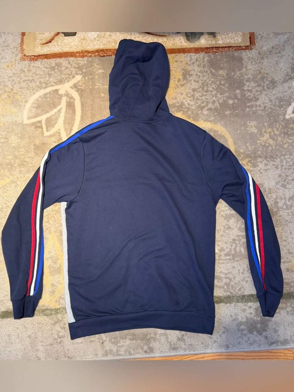 adidas Navy, Gray & Red Colorblock Pullover Hoodie